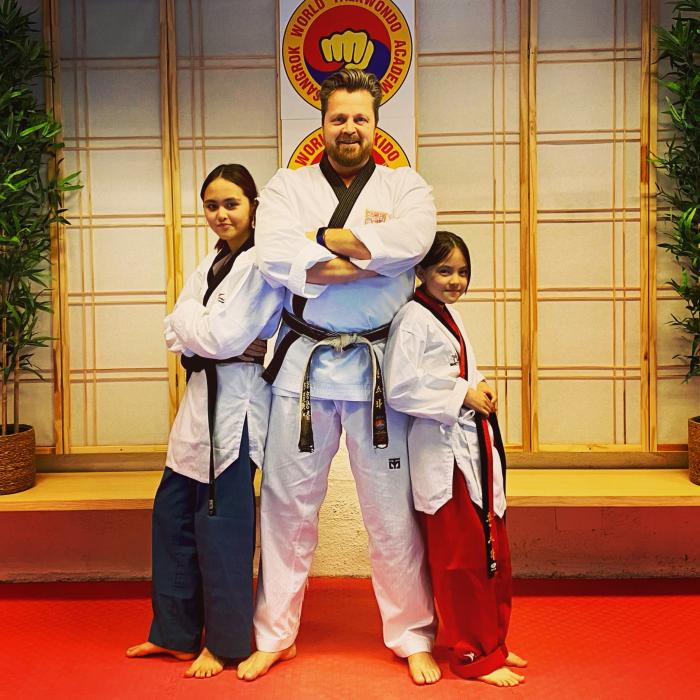 My two dear daughters and me.