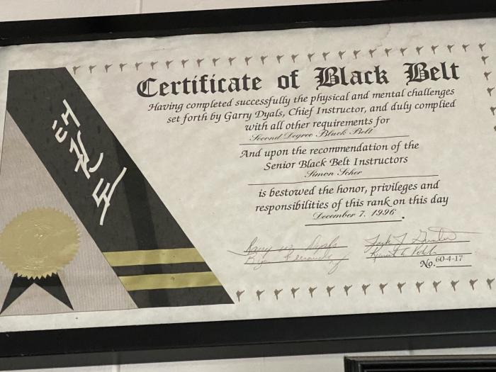 Black belt 2nd dan · November 7, 1996 · Promoted by Masters Garry W Dyals and Ryan Fernandez and Hack Gunter and Ken Kotch