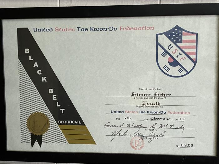 Black belt 4th dan · December 5, 2003 · Promoted by Grand Master Scott McNeely and Master Garry W Dyals