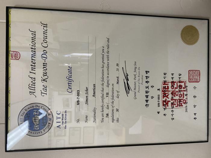 Black belt 7th dan · March 30, 2019 · Promoted by Grand Master Park Jong Soo