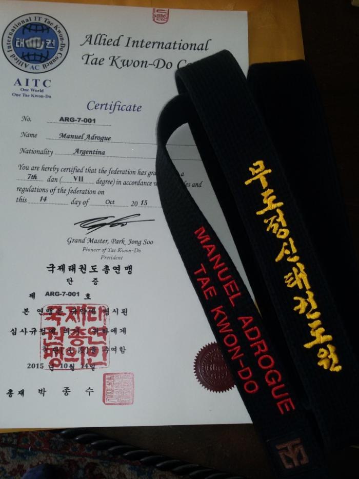 Black belt 7th dan · October 14, 2015 · Promoted by GM Park Jong Soo