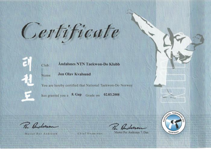 Yellow belt · March 2, 2008 · Promoted by Per Andresen