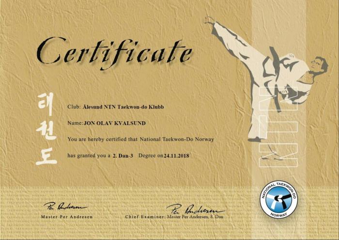 Black belt 2nd dan · May 30, 2017 · Promoted by Per Andresen