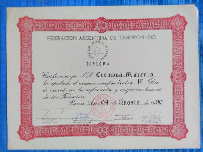 Black belt 1st dan · August 4, 1990 · Promoted by Maestro Pedro Florindo