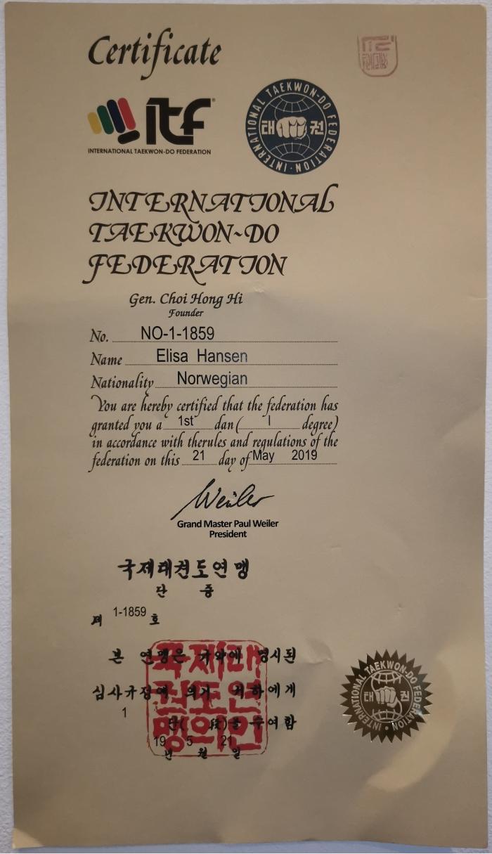 Black belt 1st dan · May 21, 2019 · Promoted by Per Andresen
