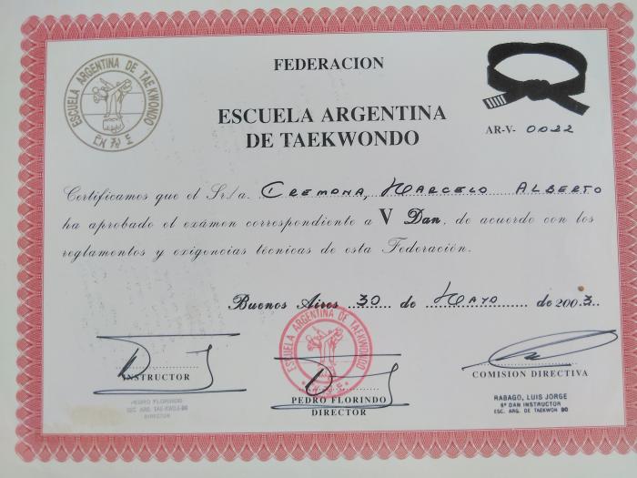 Black belt 5th dan · May 30, 2003 · Promoted by Maestro Pedro Florindo