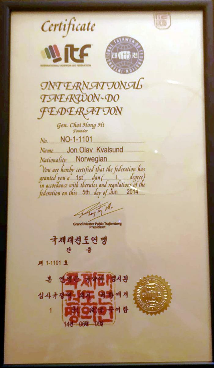 Black belt 1st dan · June 5, 2014 · Promoted by Per Andresen