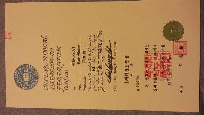 Black belt 1st dan · June 19, 1999 · Promoted by Master Murdoch