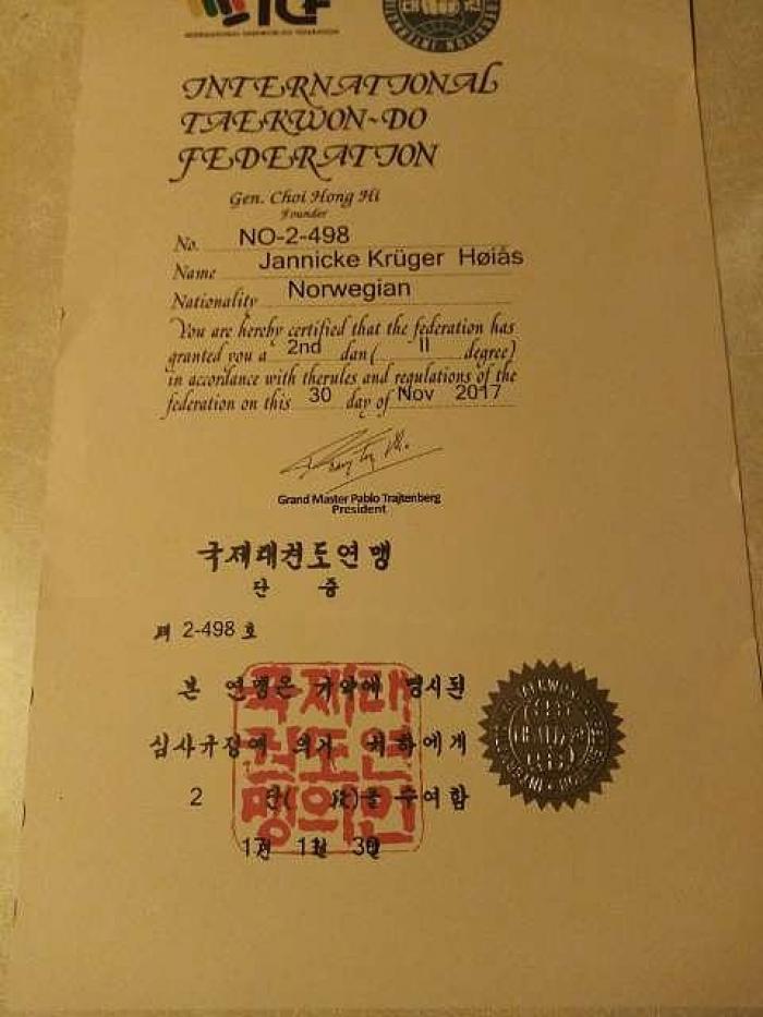 Black belt 2nd dan · November 30, 2017 · Promoted by Per Andresen