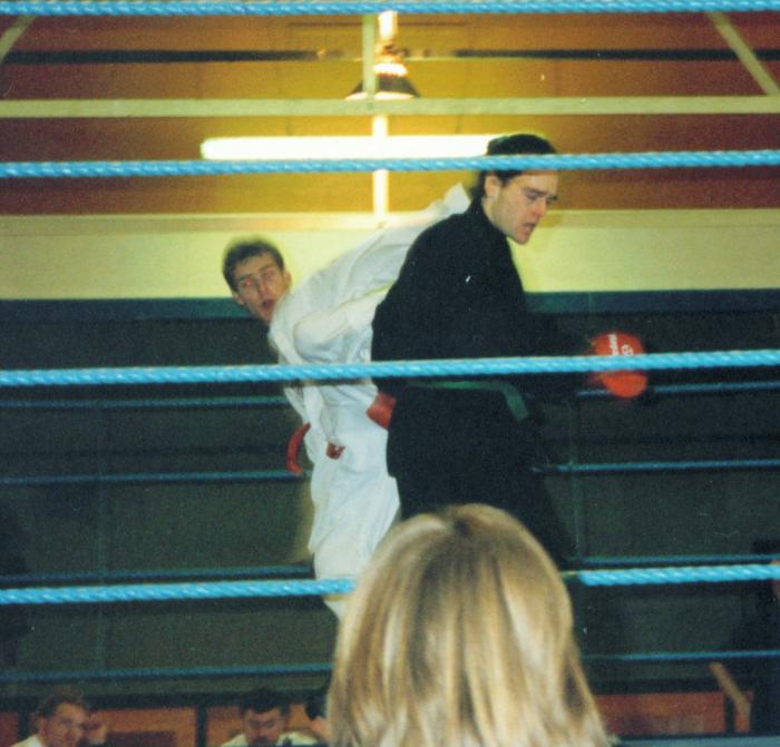 Sparring Kick Boxers in the ring, circa 1993