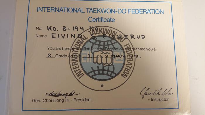 Yellow belt · March 3, 1991 · Promoted by Jan Erik Lehn