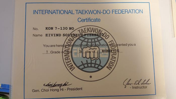 Yellow belt · March 3, 1991 · Promoted by Jan Erik Lehn