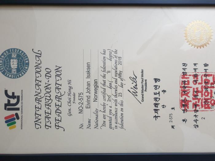 Black belt 2nd dan · May 23, 2019 · Promoted by Hallgeir Betele