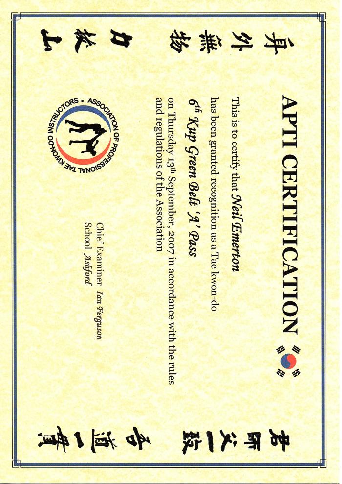 Green belt · September 13, 2007 · Promoted by Master Ferguson