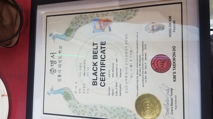Black belt 4th dan · January 4, 2020 · Promoted by Grandmaster Doug Tesdal