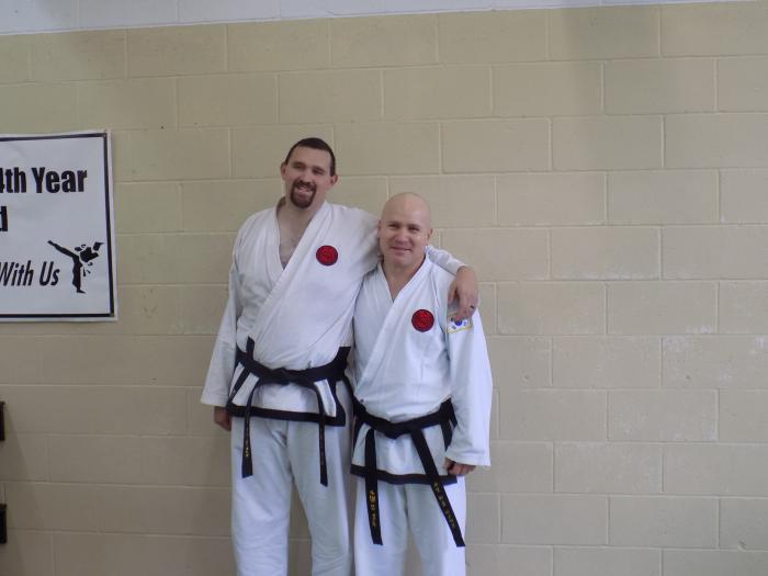 Post-promotion with fellow new 4th dan Mr. Raul Vasquez