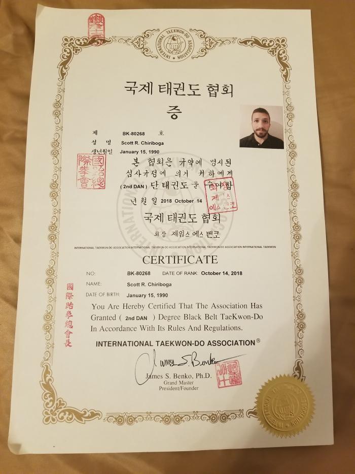 Black belt 2nd dan · September 18, 2018 · Promoted by Ibraham Ahmed