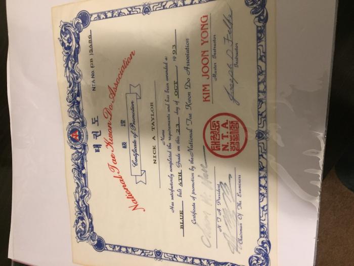 Blue belt · October 23, 1993 · Promoted by Joon Yong Kim