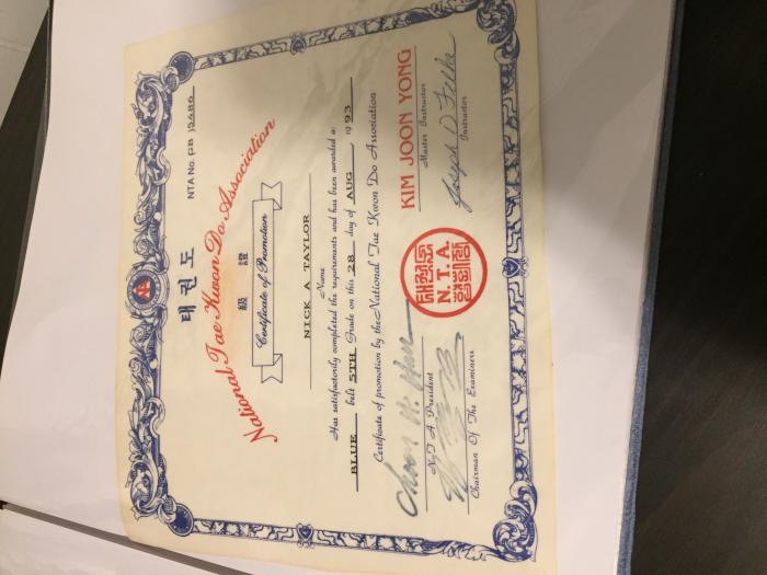 Blue belt · October 23, 1993 · Promoted by Joon Yong Kim