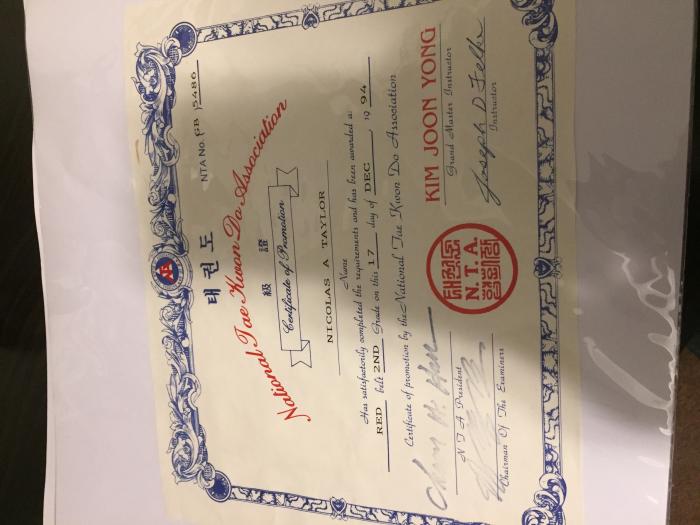 Red belt · August 1, 1995 · Promoted by Joon Yong Kim
