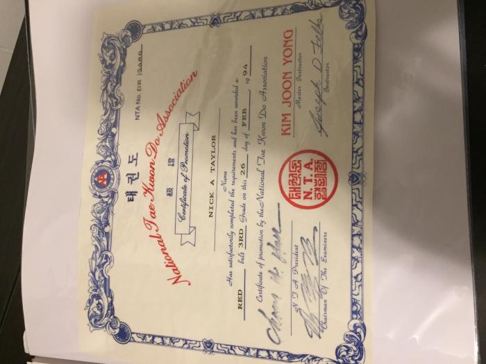 Red belt · August 1, 1995 · Promoted by Joon Yong Kim
