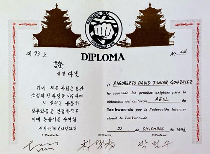 Blue belt · December 22, 1993 · Promoted by Bak Cheol Soo