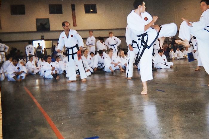 Sparring, mid 1990's as a 2nd dan, as a teenager competing in the adult division due to my size.