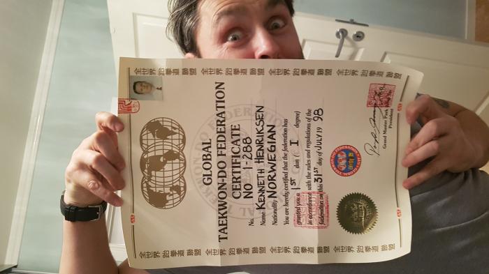Black belt 1st dan · July 31, 1998 · Promoted by Master Per Andresen