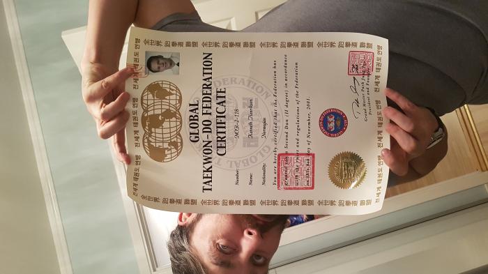 Black belt 2nd dan · November 8, 2001 · Promoted by Master Per Andresen