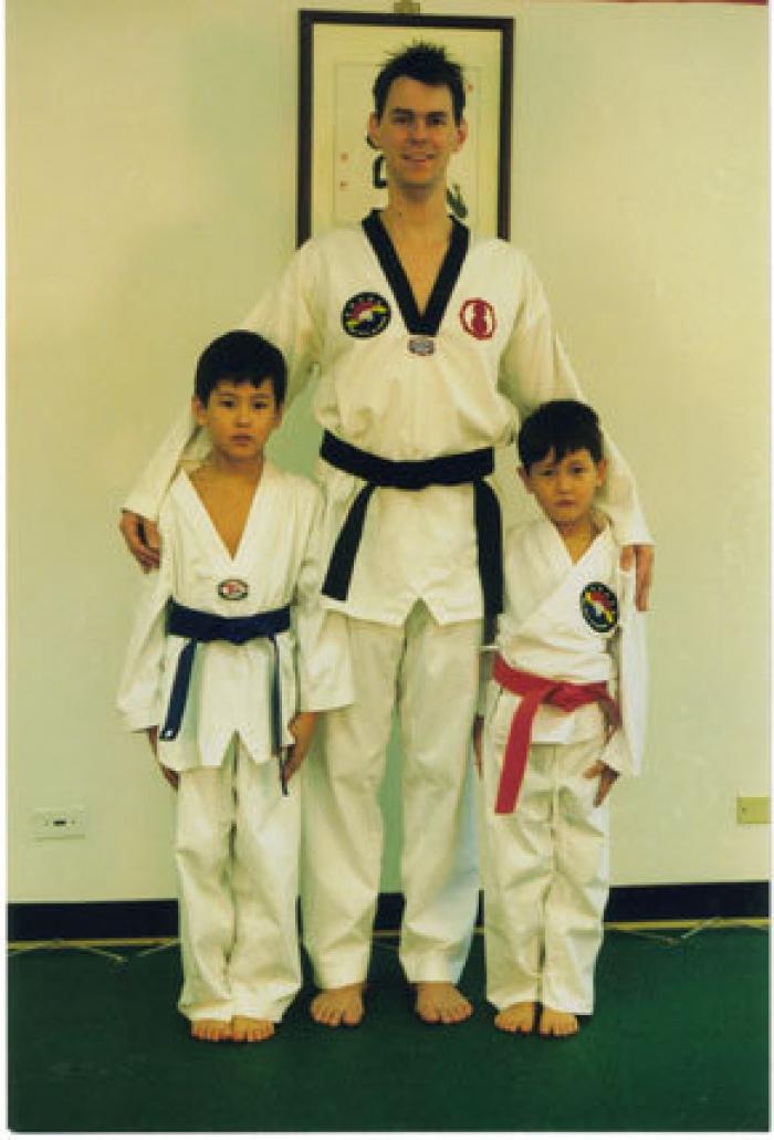 Myself and my boys after a belt test (circa 2003...I believe)