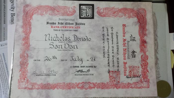 San Dan with Grandmaster L Harnos Bunbu Ichi Nihon Ju Jitsu