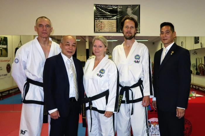 7th Dan grading of Robert Boer and Mimmi Oskarsson, with GM Lan and GM Tjin A Ton (to drop a few names)