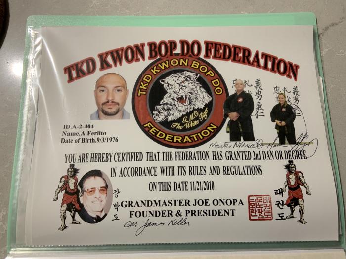 2nd Dan Certificate
