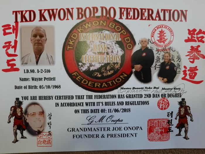 Black belt 3rd dan · November 30, 2021 · Promoted by GM Nick Donato, Master Ell Gatt