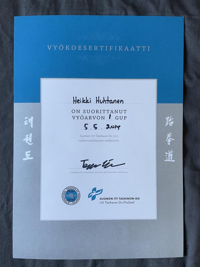 Red belt · May 5, 2014 · Promoted by Teppo Häyrynen