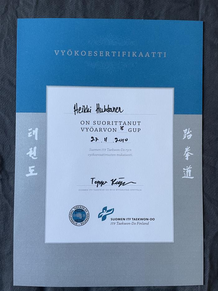 Yellow belt · November 27, 2010 · Promoted by Teppo Häyrynen