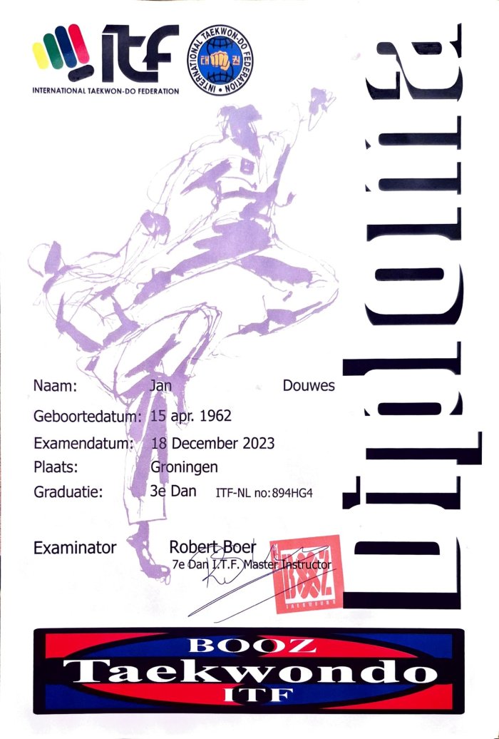 Black belt 3rd dan · December 18, 2023 · Promoted by Sahyun Robert Boer